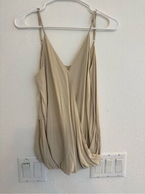 Neutral Draped V-Neck Cami with Adjustable Straps